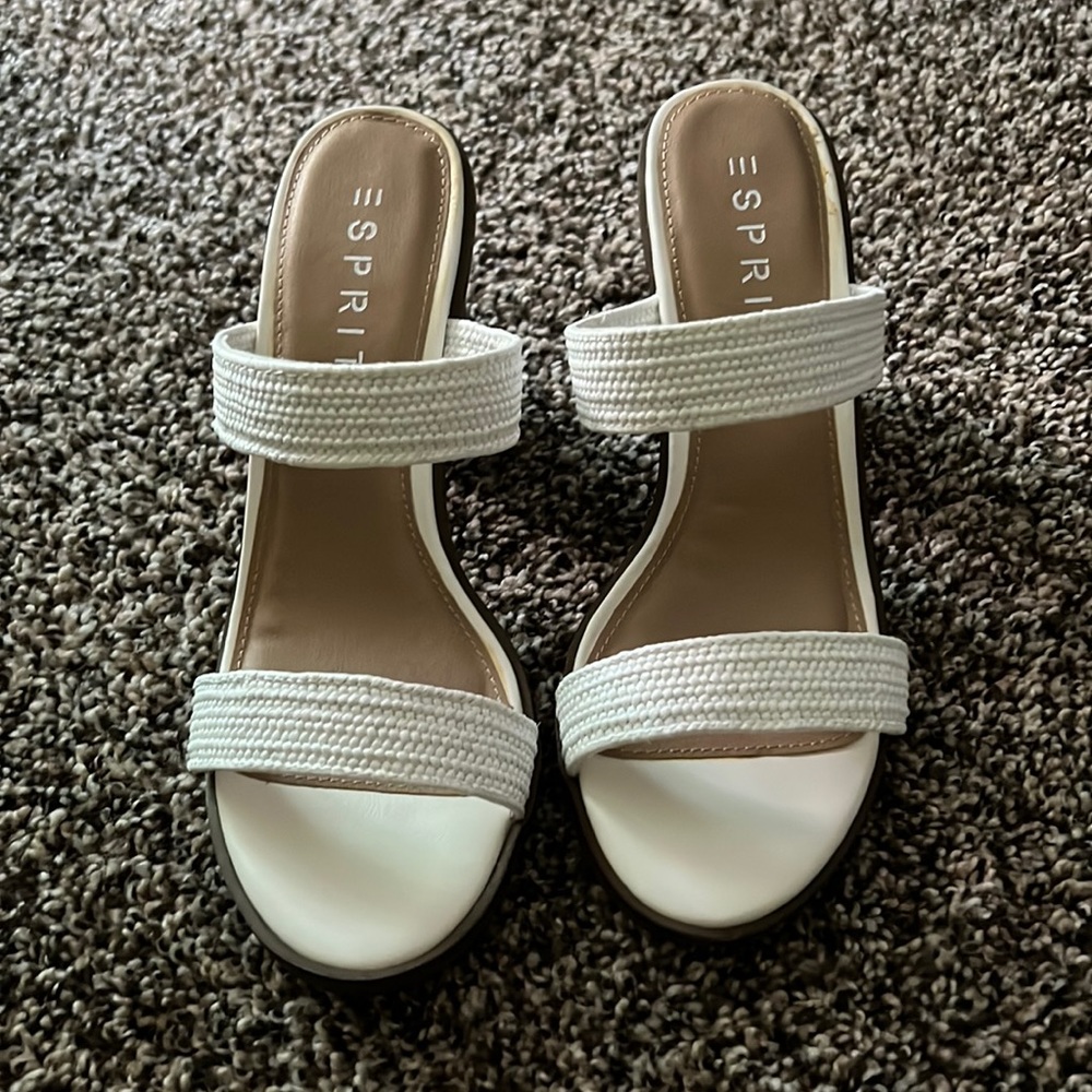 White wedge heels